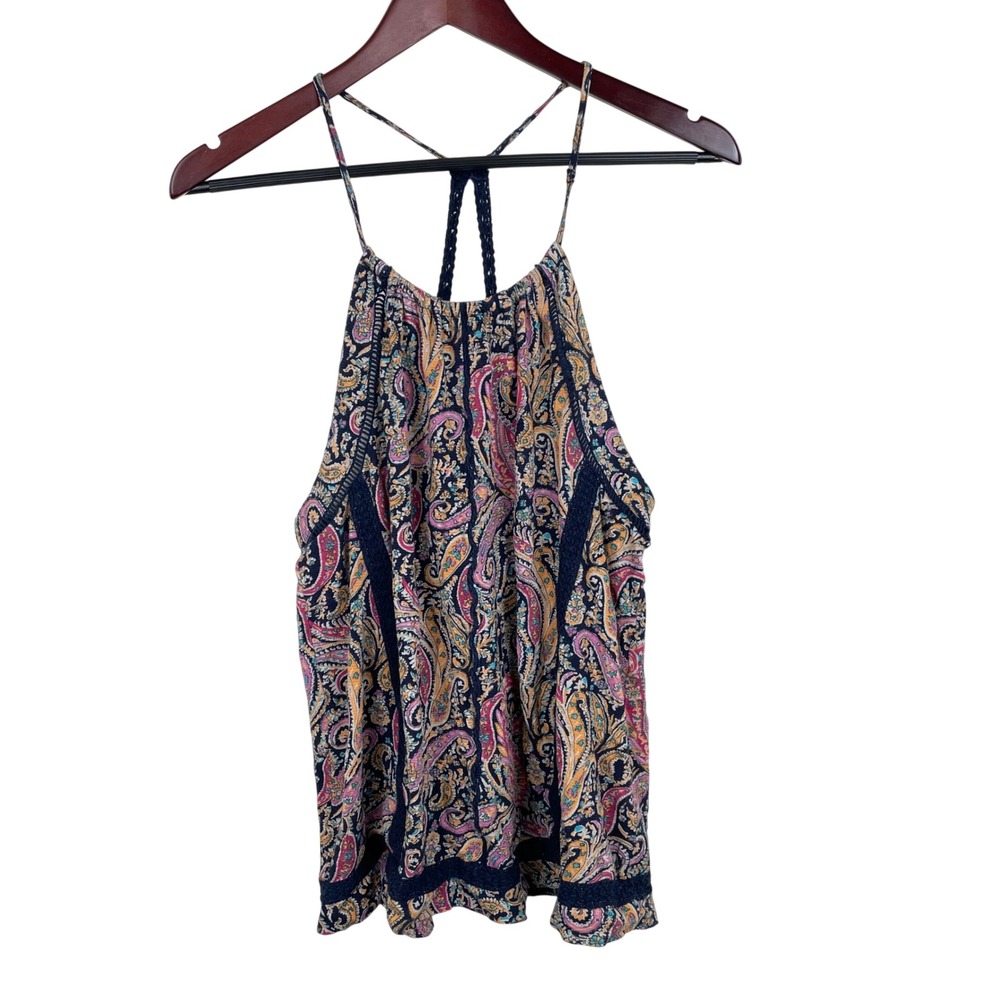 Y2K 90s Top Sz‎ M Boho Linen Cotton Blend Crochet Fairy Grunge Festival Hippie